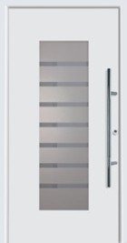 Hormann ThermoSafe Entrance Door - Style 136, horizontal lines, sand blasted glass
