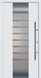 Hormann ThermoSafe Entrance Door - Style 166, horizontal sand blasted stripes on translucent glass panes