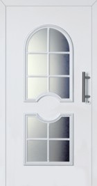 Hormann ThermoSafe Front Entrance Door - Style 413, circle central to rounded glass designs