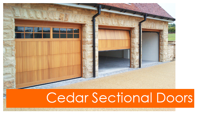 Cedar timber sectional garage doors