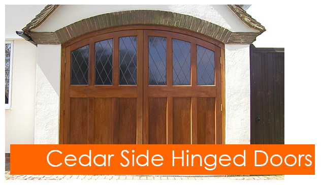 Cedar side hinged garage doors