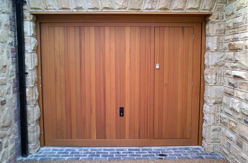 Timber Garage Door with Pedestrian Access Door
