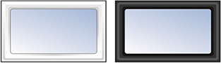 Rectangular plastic side hinged windows in Black or White