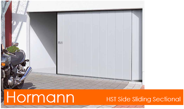 Hormann HST Side Sliding Sectional Garage Door for pedestrian access