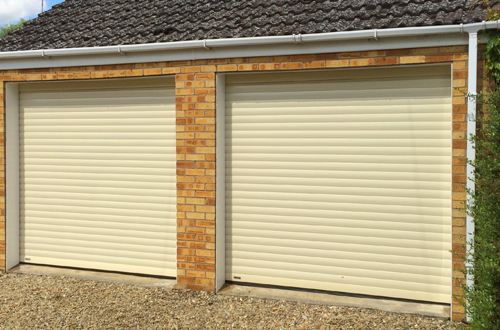 Pair of SWS Seceuroglide roller garage doors installed by The Garage Door Centre